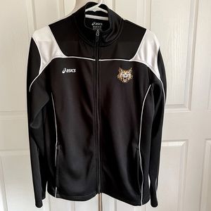 Vintage ASICS Tiger Black White Retro Track Performance Zipper Jacket Mens Sz XS